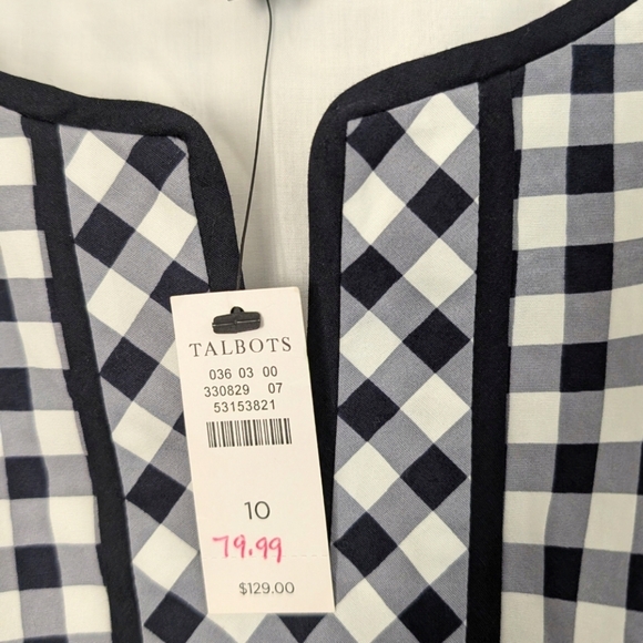NWT Talbots Gingham Black And‎ White Fit And Flare Pockets Preppy - Picture 6 of 11